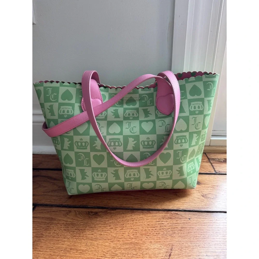 Juicy Couture Y2K Sweet Break Time 2 in 1‎ Tots Bag AND Wristlet Heart Checkered